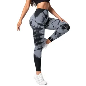 Popular Fashion Women Gym Trousers Sports Workout Dance Compression Butt Lifter Seamless Tie Dye Leggings