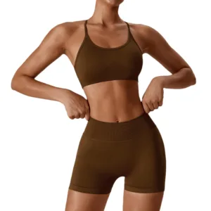 Women Seamless Yoga Set Wholesale Custom Gym Sport Wear Bra Peach Butt Lifting Workout Leggings Active Wear Fitness 2 Pieces Set