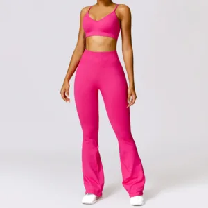 Winter New Arrival Ladies Sports Bra and Leggings Knitted Nylon Spandex Women Gym Fitness Seamless Yoga Sets With Chest Pad