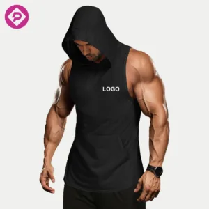 US Size Custom Logo Fitness Vest Quick Dry Elastic Sports Fitness Shirt Men Workout Clothes Muscle Hooded Tank Top