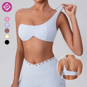 New Hot Sexy Customized Single Shoulder Sports Bra Comfortable High Support Training Outdoor Yoga Bras
