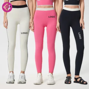 Contrast Color Ladies Fitness Workout Tights High Waist Butt Lifting Sports Running Yoga Leggings for Women