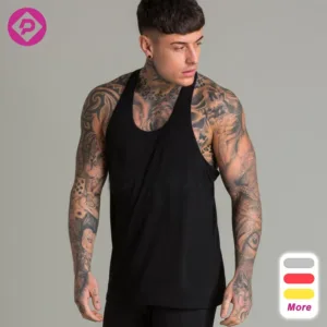Blank Custom Logo Summer Men's Tank Tops Racer Back Fitness Stringer Workout Clothing Solid Gym Vest