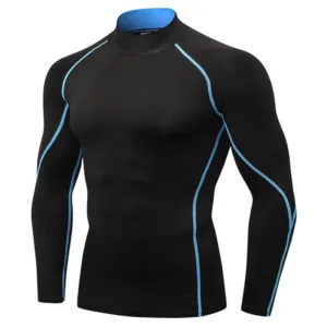 Custom Logo Blank Compressed T-shirts Dry Running Sweatproof Undershirt Compression Fitted Gym Sport Long Sleeve T-shirt for Men