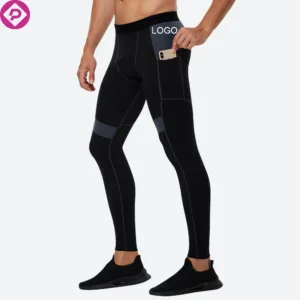Custom Logo Running Gym Tights Workout Athletic Training Thick Sport Men Compression Leggings With Pocket