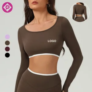 Long Sleeve Women's T-shirts Breathable Yoga Crop Top Gym Fitness Tight T Shirt Customize Ladies Workout Sportswear