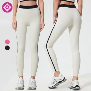 New Fashion Color Contrast High Elastic Shape Leggings Naked Peach Hip Nine-point Fitness Yoga Pants