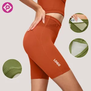 360 Degree Wrap Waist Pocket Super Elastic Butt Lift Tight Shorts Gym Fitness Training Biker Shorts