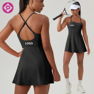 Crossback Summer Shorts Sportswear Golf Athletic Sports Skirts Women Tennis Dress With Built-in Bra
