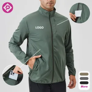 Stand Collar Zipper Jacket Long-sleeved Cardigan Running Fitness Top Plus Size Men's Windproof Jackets
