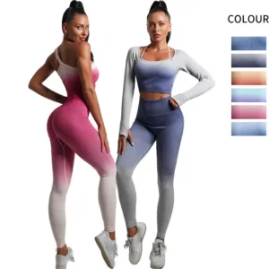2 Piece Seamless Knitted Summer Sports Outfits Push up Running Tight Elastic Tie Dye Print Yoga Sets