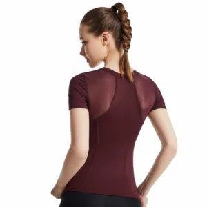 Custom Women Ladies Workout Yoga Top Fitness Sports T Shirts Crewneck Slim Fit Mesh Breathable Compression Plain T Shirt