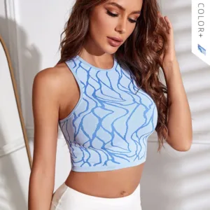 New Arrival One Piece Crop Top Push up Bra Wireless Breathable Sports Vest Yoga Tank Top for Women
