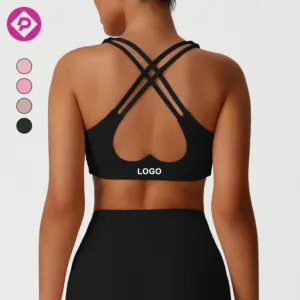 Heart Cutting Women Custom Cross Beauty Back Shockproof Bra Outdoors Gym Yoga Fitness Sports Bras