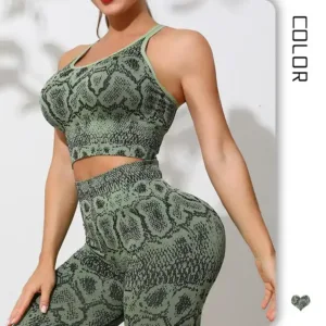Women Fitness Activewear Quick Dry Custom Tie Dye Snake Print Sports Gym Wear Wholesale Fashionable Yoga Set