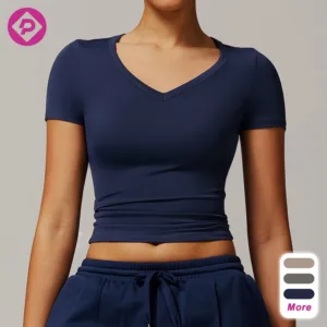 Slim Crop Tops for Outdoor Workout Sport Casual Lounge Wear Shockproof Pilates Quickly Dry Yoga Top