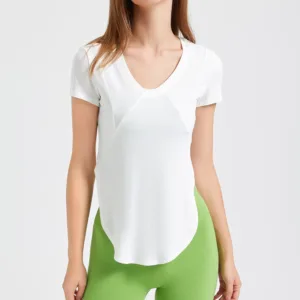 Fashion New Styles Women's Clothing T-shirt Short Sleeve Loose Solid Yoga Fitness Wear Gym Shorts Women
