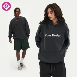 400G High Weight Cotton Polyester Pullover High Quality Oversized Vintage Washed Unisex Hoodie Sets