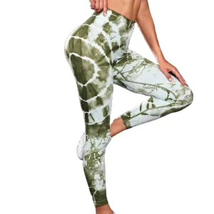 New Arrival Fashion Tie Dye High Waist Workout Sport Wear Running Color Block Gym Yoga Leggings for Women