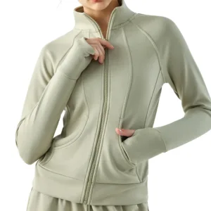 High Quality Winter Ladies Outfit Full Zip up Jacket Custom OEM Running Fitness Athletic Yoga Jacket With Pocket for Women
