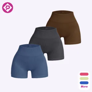 Seamless Booty Yoga Biker Shorts Ribbed Fitness Gym Solid Female Pants Push up Yoga Scrunch Knit Shorts