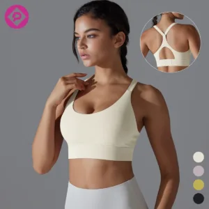 Backless Cross Back Seamless Gym Sports Wear One- Piece Bra Custom Sexy Nylon Spandex Yoga Bras