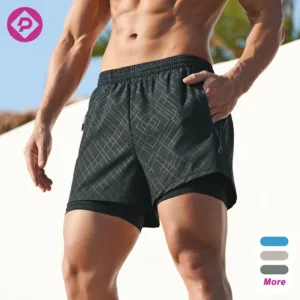 Double Layer Sports Shorts Men's Quick Dry Outdoor Leisure Running Fitness Quarter Basketball Shorts With Lining