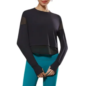 New Arrival Sportswear Gym Shirts Workout Tops Women Long Sleeve Outdoor Running Jersey Fabric Spandex Wear Yoga Shirt