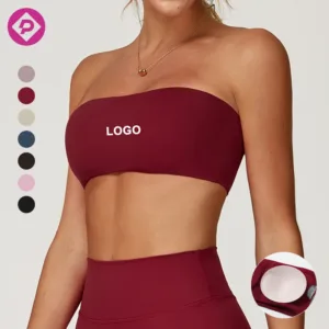 Strapless Workout Gym Fitness Tube Bandeau Sports Activewear Padded Backless Push up Yoga Bra for Women