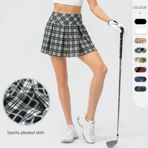 Summer Women Mini Skirt Gym Tennis Dress Plain Running Picketball Pleated Tennis Golf Skirt Skorts With Pocket