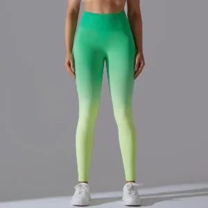 Wholesale Fancy High Waist Running Workout Yoga Leggings Gradient Seamless Butt Lighting Yoga Pants for Women