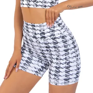 Good Selling Plaid Tummy Control Stretch Seamless Women Shorts High Waist Baseball Workout Solid Cheerleader Gym Shorts