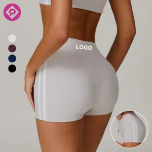 Wholesale Women Custom Summer Workout Biker Shorts Contrast Line Active Wear Elastic Yoga Shorts