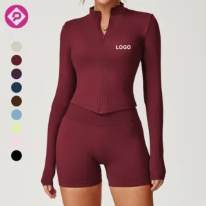 New Arrival Women's Nude Full Zip up Women Ladies Top Black Green Slim Fit Sport Gym Yoga Jackets