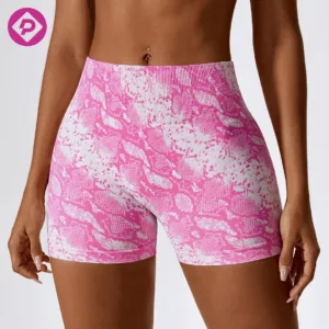 Hot Selling Women Quick Dry Lightweight Snake Leopard Print Seamless Scrunch Back Running Yoga Shorts