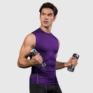 Custom Logo Muscle Building Training Weight Vest Gym Compression Polyester Training Tank Top for Men