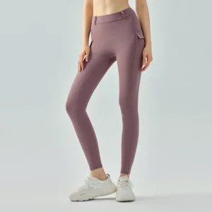 Custom Women Outdoor Casual Cargo Style Gym Pants High Waist Slimming Fit Nylon Spandex Soft Yoga Leggings With Pocket