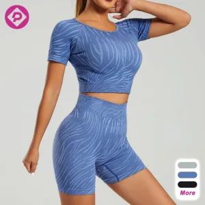 Striped High Elastic Women's Fitness Sports Bras Training High Waist Leggings Peach Buttocks Spot Yoga Sets