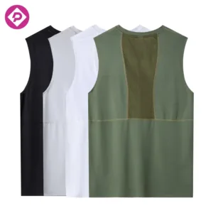 Men's Blank Breathable Quick-Drying Sleeveless Vest Knitted Polyester Sports Tank Top for Gym Training