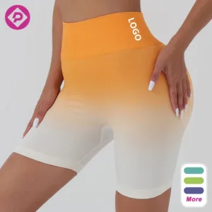 Hanging Dye Gradient Fitness Shorts Seamless Hip Lift Biker Shorts Print Women's High-Waist Yoga Shorts
