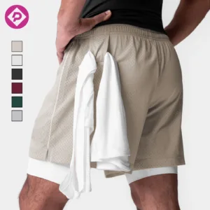 2 in 1 Running Shorts Quick Dry Mesh Athletic Workout Shorts with Pocket Workout Jogger Shorts for Men