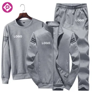 5XL Plus Size Custom Logo Men Sport Gym Sets Hoodies Jackets Sweat Pants High Quality Plain Fitness 3 Pcs Tracksuits
