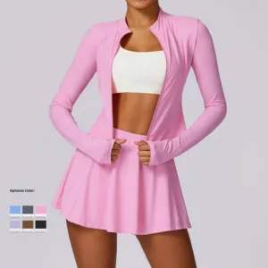 Summer Outdoor Ladies Sports Tennis Outfit Sun Protection UPF50+ Ice Silk Cooling Fabric Golf Gym Wear 2 Piece Running Yoga Set