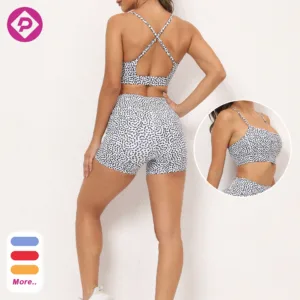 Seamless Women Yoga Set Workout Shirts Sport Bra Fitness Shorts Crop Top High Waist Running Leggings Sports Sets