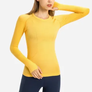 Wholesale Athletic Workout Sportswear Crewneck Breathable Running Long Sleeve Gym T Shirts Women