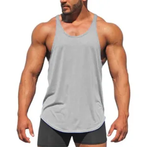 Custom Logo Fitness Workout Muscle Training Tank Top Bodybuilding Quick Dry Gym Vest Stringers for Men