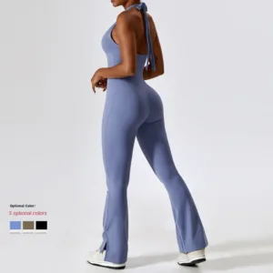 2023 Summer New Women's Jumpsuit Pants Popular Loose Sleeveless Cropped Pants Casual V-neck Tie-pocket Jumpsuit