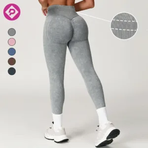 Washed Seamless Female Fitness Scrunch Butt Leggings High-Waisted Yoga Pants Softness Sports Women's Leggings
