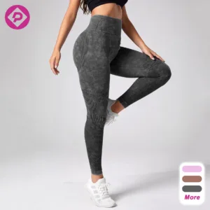 Hollow Seamless Fitness Pants High Waist Peach Buttocks Hip Lift Washed Frosted Tight Yoga Legging