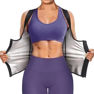 Ladies Sauna Suit Waist Trainer Vest Slimming Fit Tummy Control Full Zip up Sweat Tank Top Body Shaper for Women